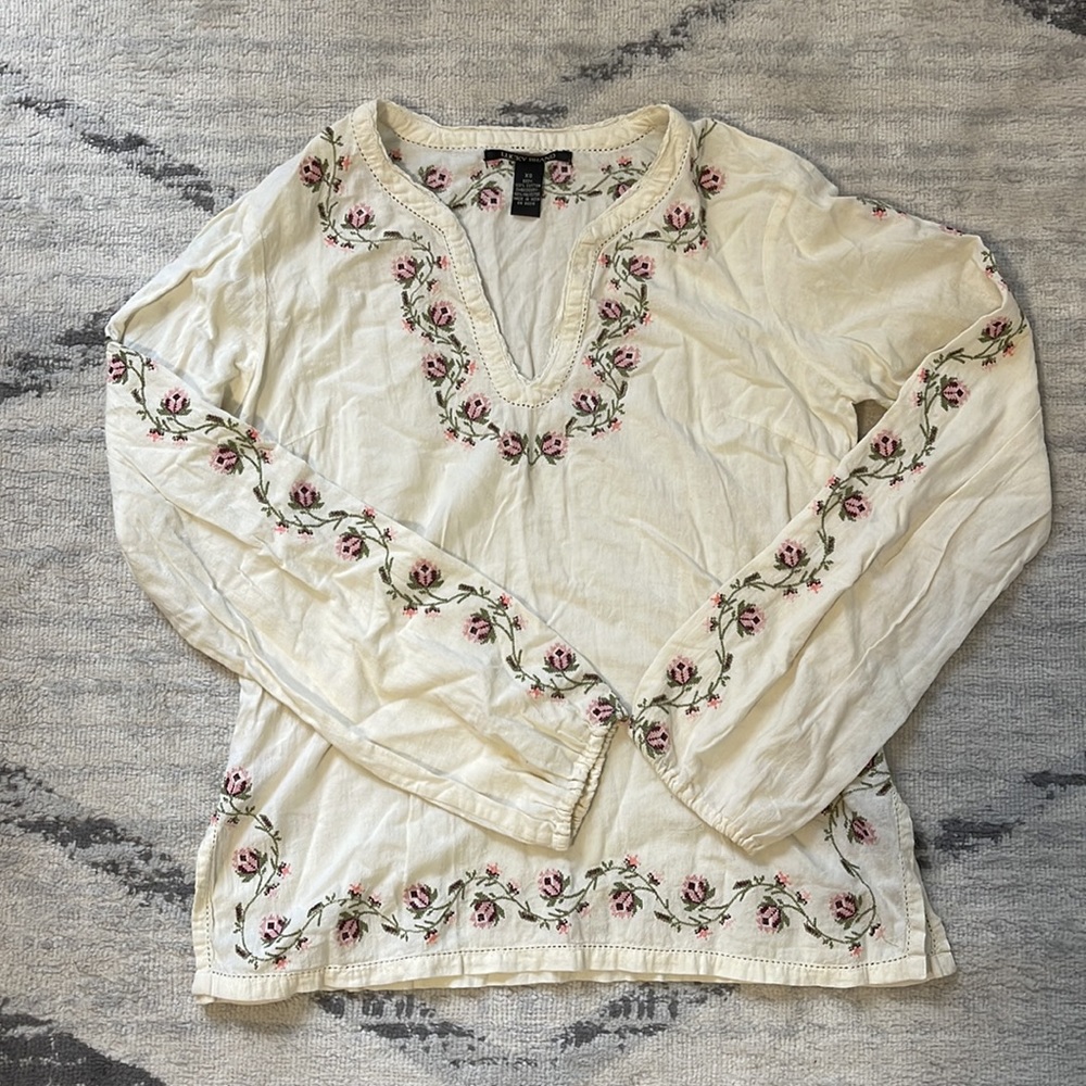 Lucky Brand Embroidered Floral Cotton Top